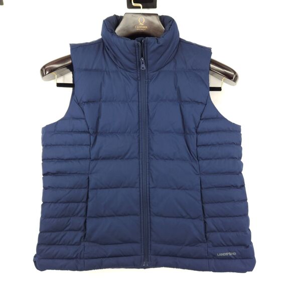 LANDS' END Puffer Vest Women's Medium 10-12 Navy Blue Down Gorpcore - Picture 1 of 11